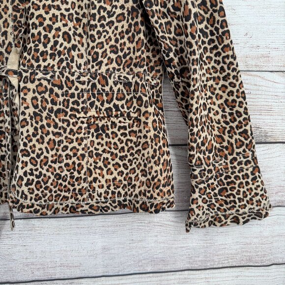 Pamela McCoy Collections Leopard Print Leather Blazer Women's Large Beige - Picture 6 of 15